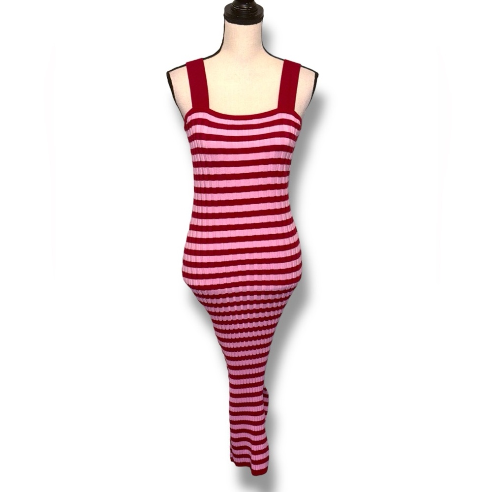 Merokeety 2024 Summer Striped Knit Midi Dress